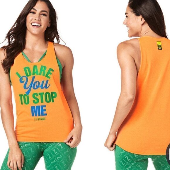 Zumba “I Dare You To Stop Me” Loose Tank nwt available in medium and large - Picture 1 of 4